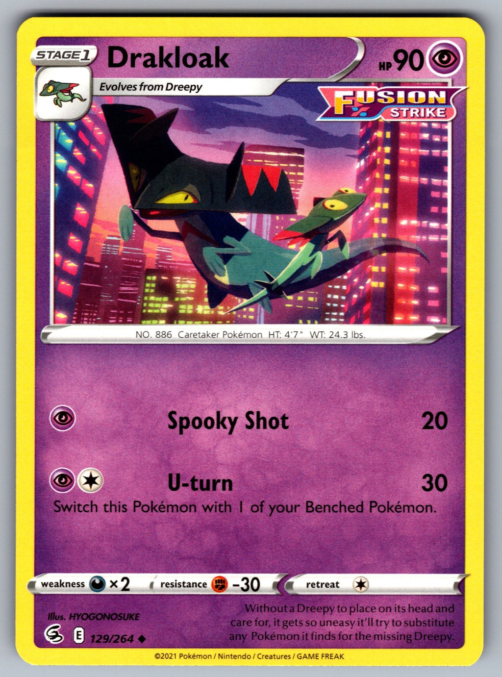 Drakloak Uncommon SWSH08: Fusion Strike 129/264 NM 2021