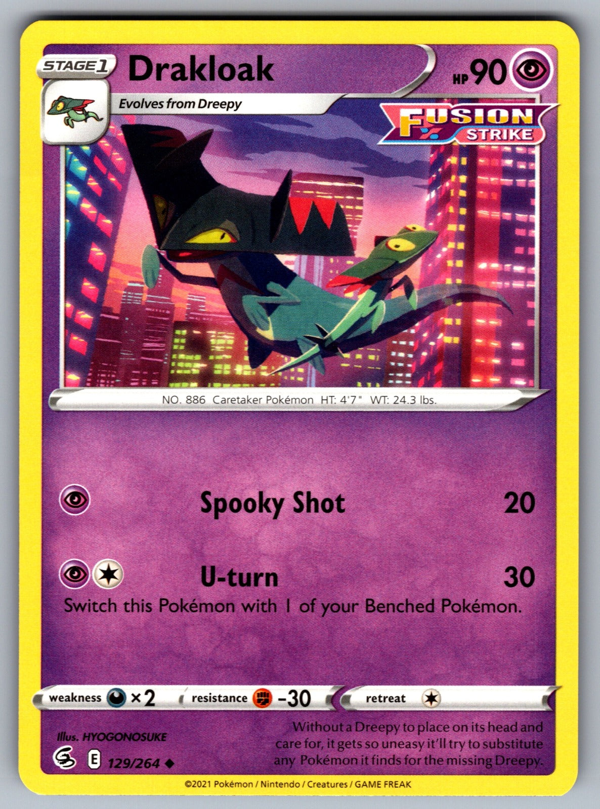 Drakloak Uncommon SWSH08: Fusion Strike 129/264 NM 2021