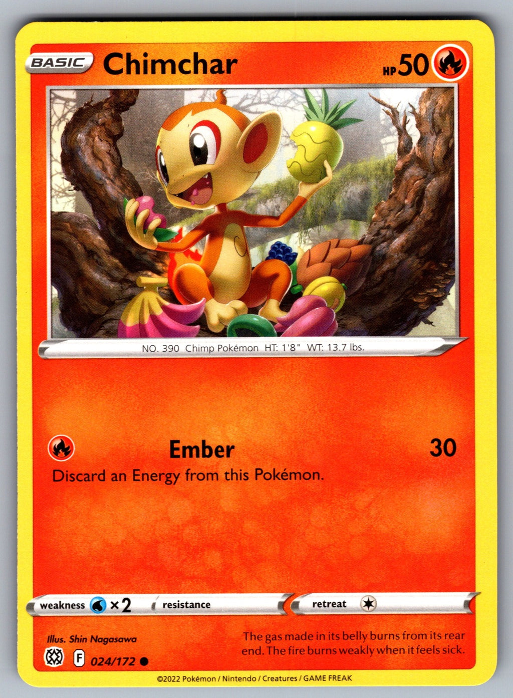 Chimchar Common SWSH09: Brilliant Stars 024/172 NM 2022