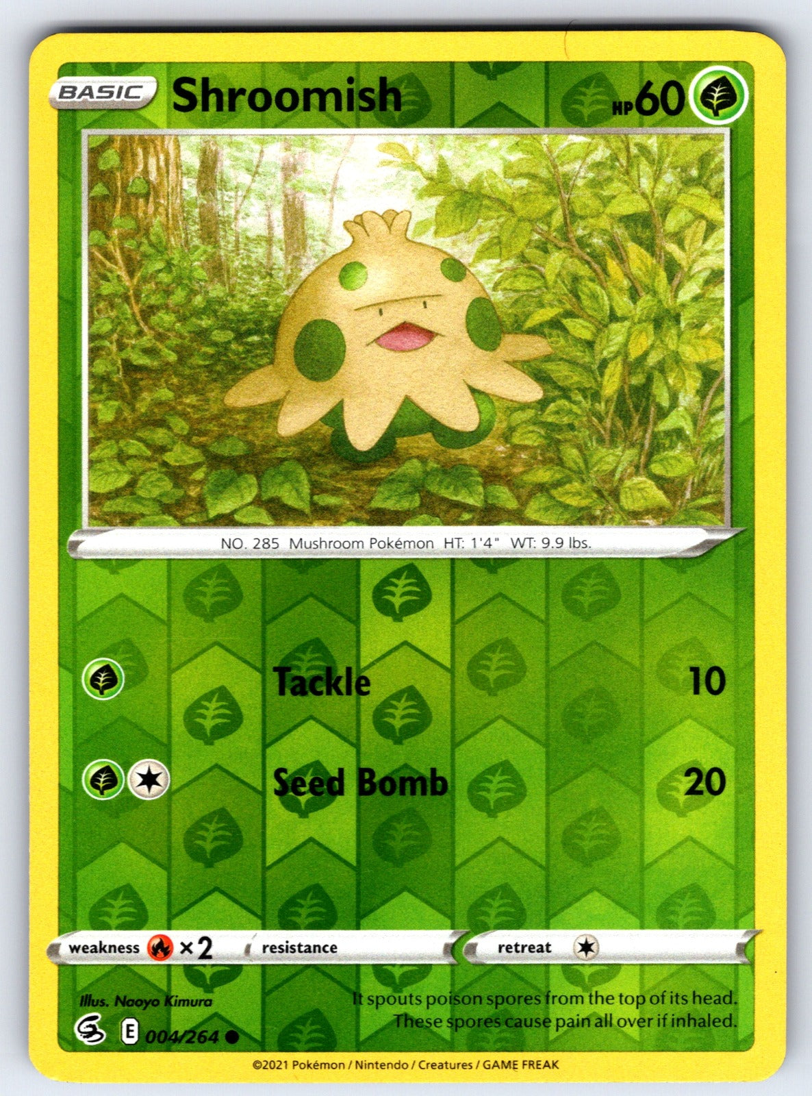 Shroomish Reverse Holo Common SWSH08: Fusion Strike 004/264 NM 2021