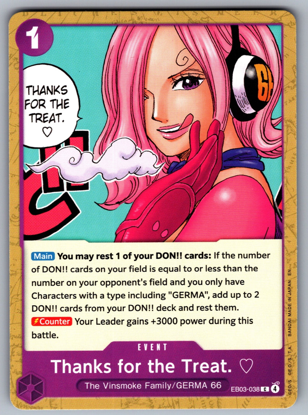 Thanks for the Treat. C Extra Booster: One Piece Heroines Edition EB03-038 NM 20
