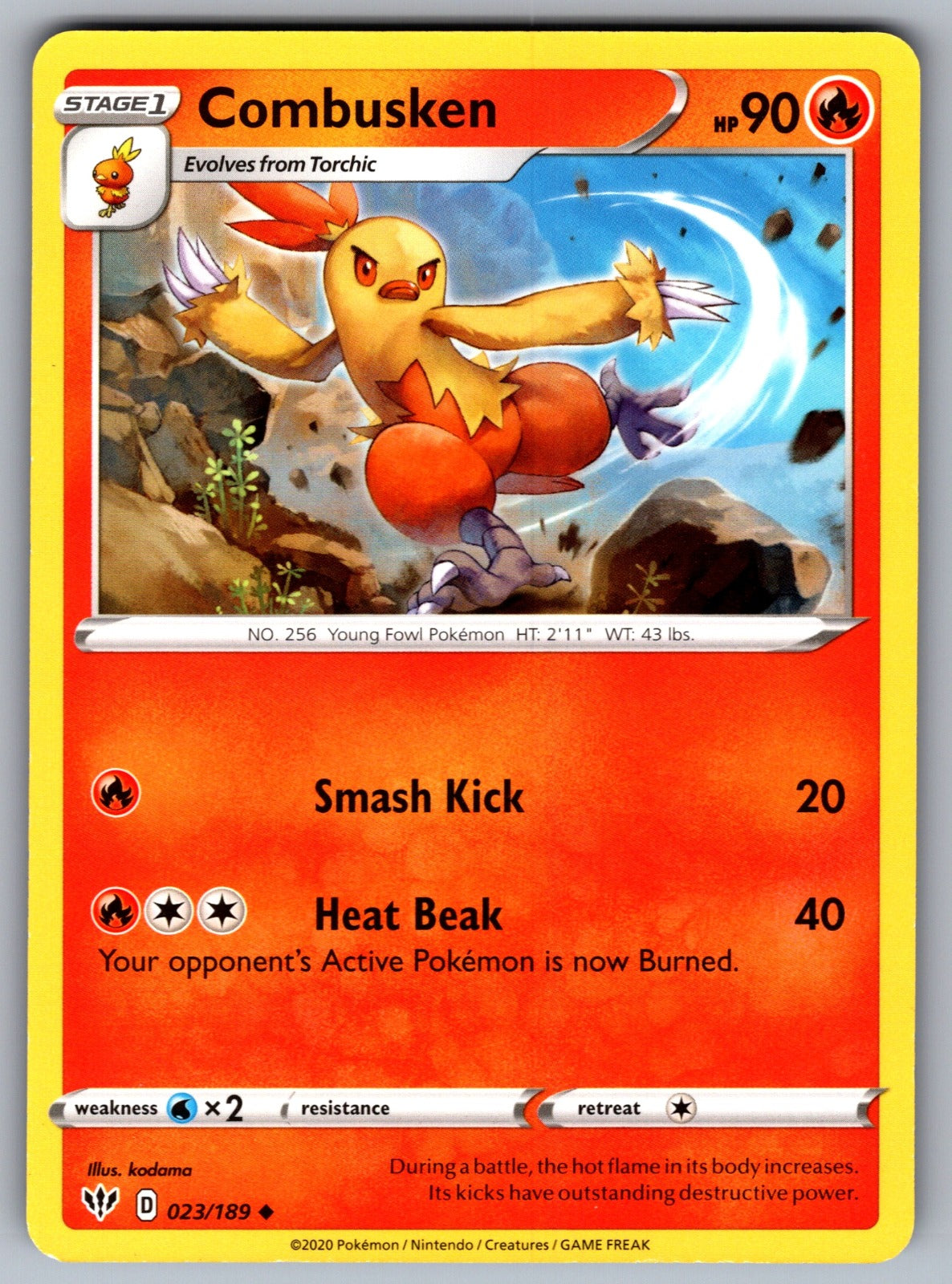 Combusken Uncommon SWSH03: Darkness Ablaze 023/189 NM 2020