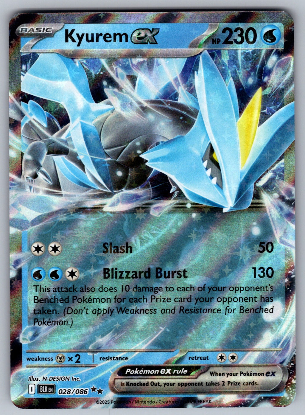 Kyurem ex Holo Double Rare SV: Black Bolt 028/086 NM 2025