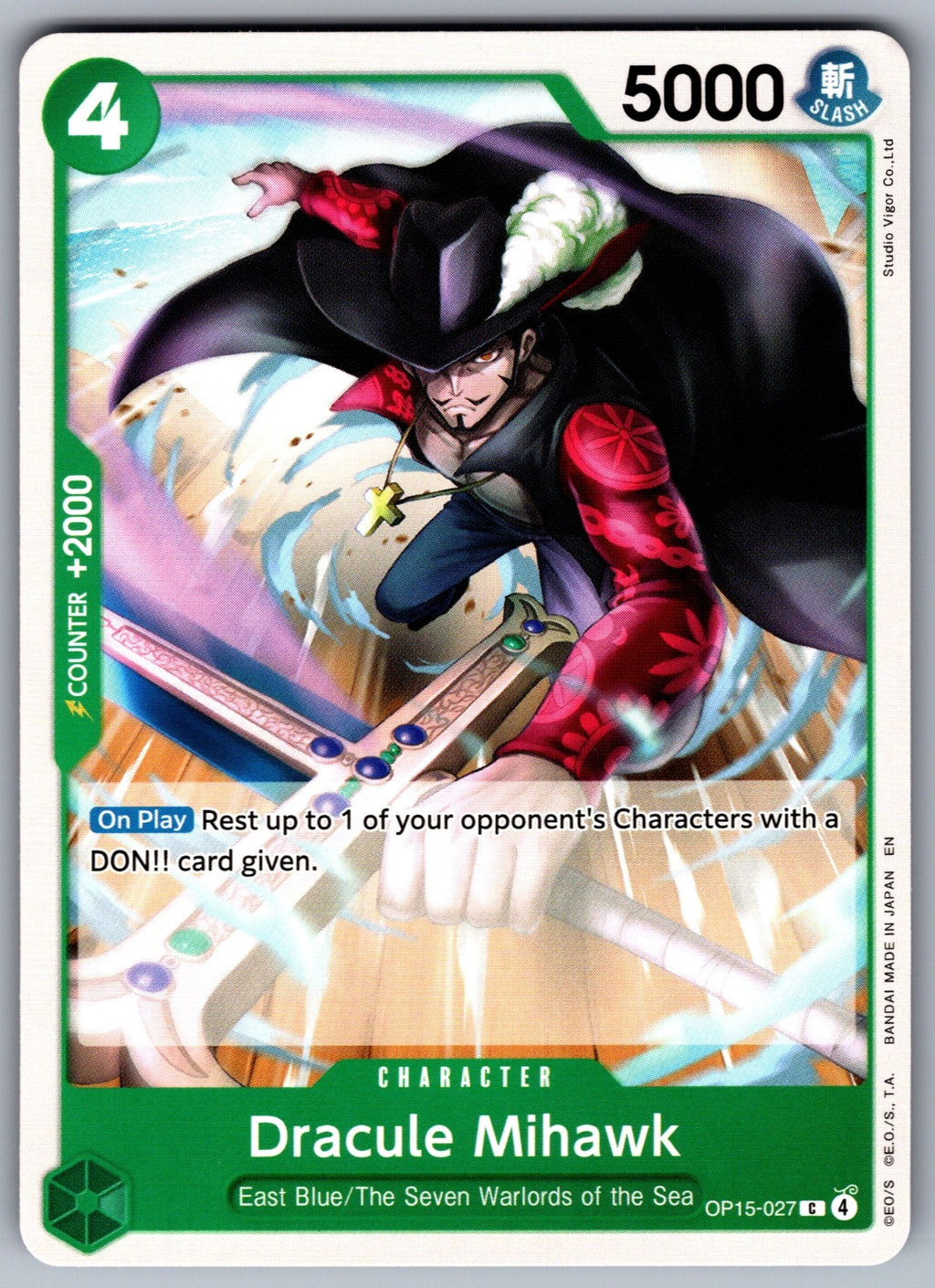 Dracule Mihawk C Adventure on Kami's Island OP15-027 NM 2026