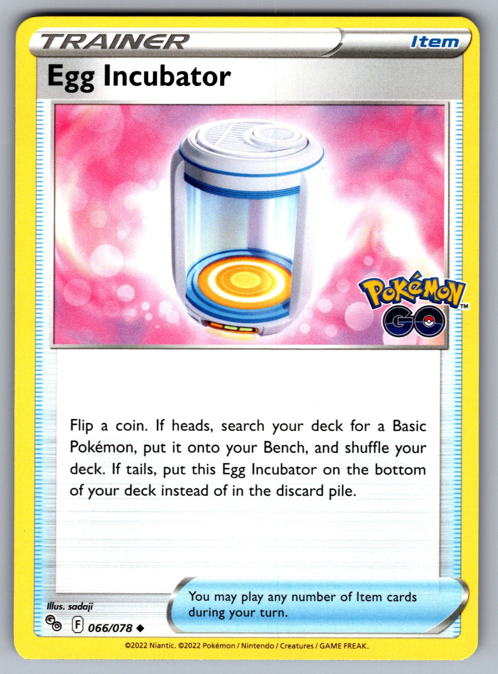 Egg Incubator Uncommon Pokemon GO 066/078 NM 2022
