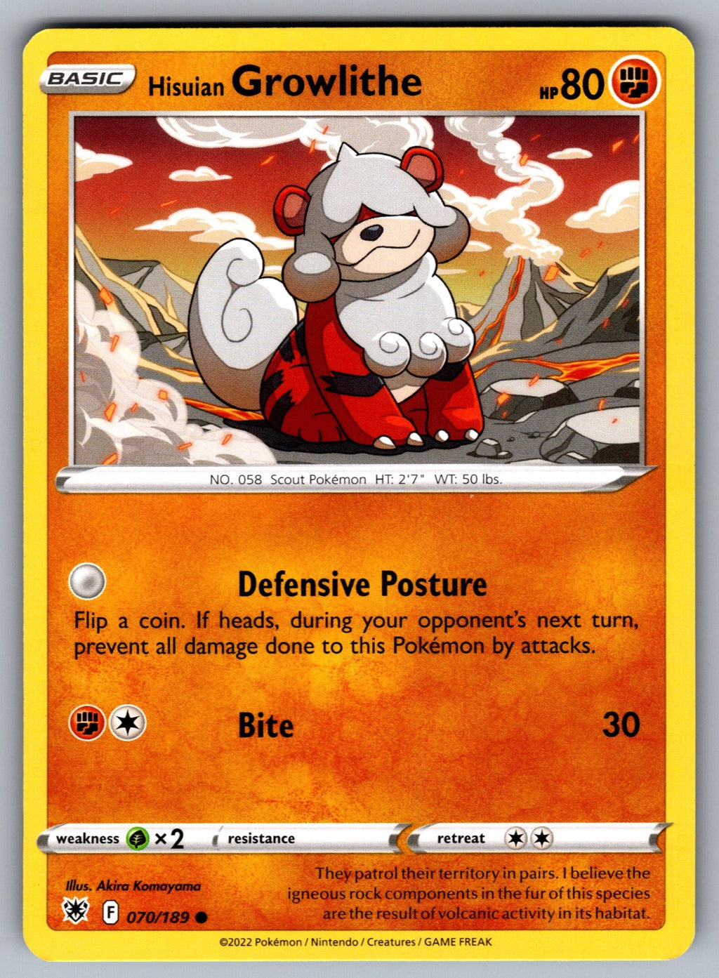 Hisuian Growlithe Common SWSH10: Astral Radiance 070/189 NM 2022