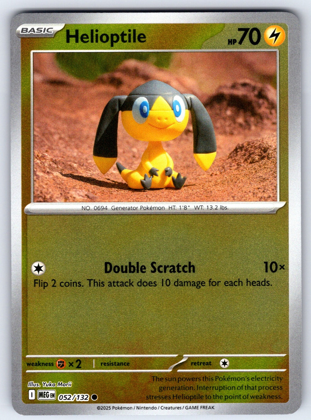 Helioptile Reverse Holo Common ME01: Mega Evolution 052/132 NM 2025