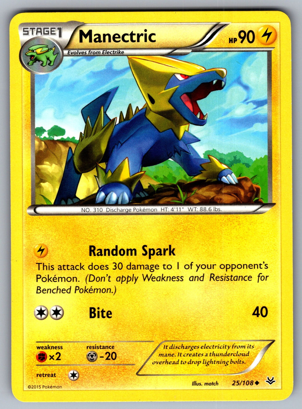 Manectric Uncommon XY - Roaring Skies 25/108 LP 2015