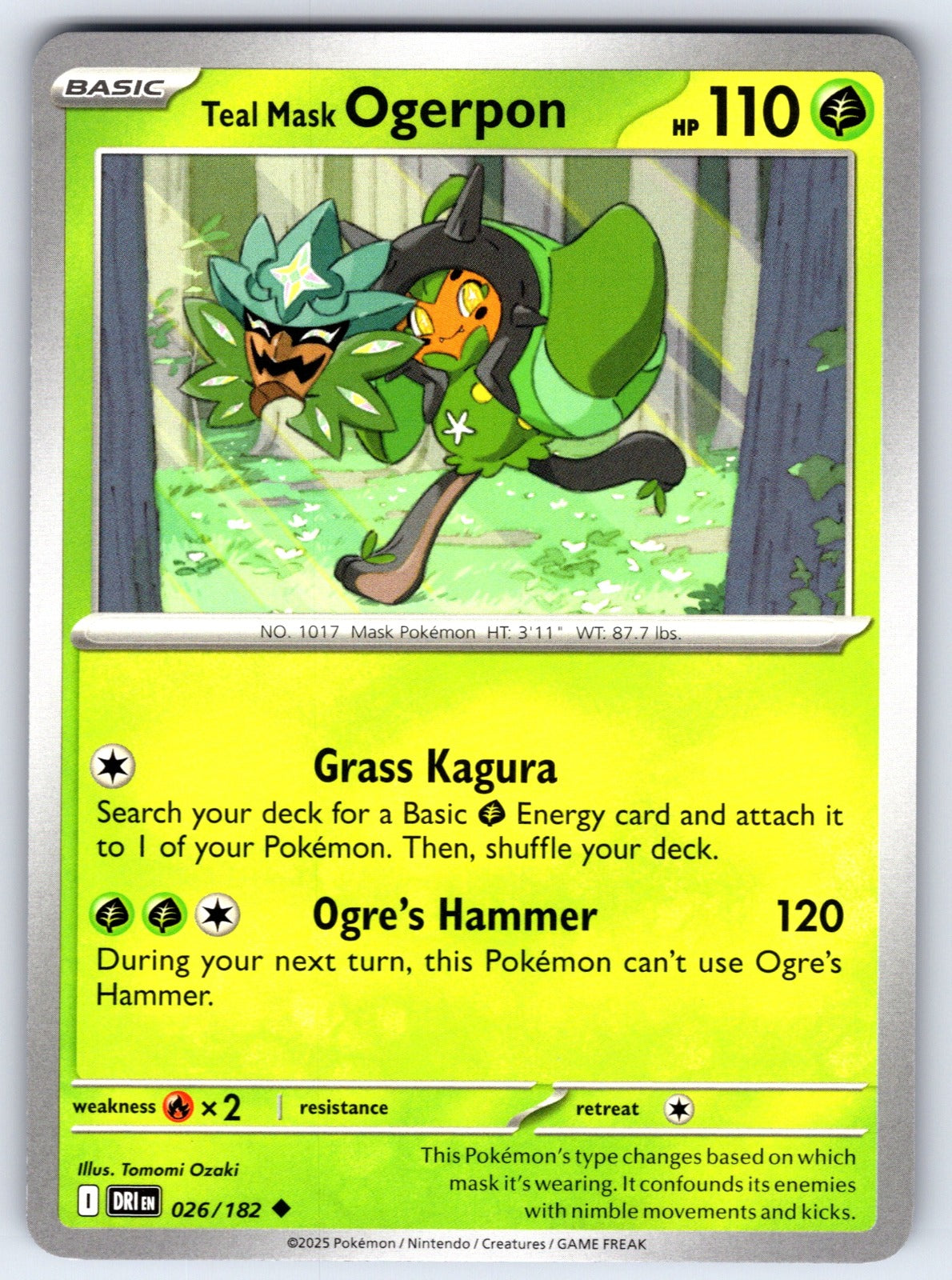 Teal Mask Ogerpon Uncommon SV10: Destined Rivals 026/182 NM 2025