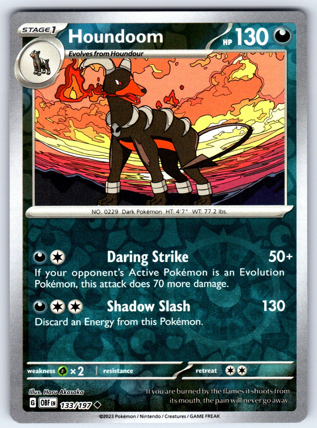 Houndoom Reverse Holo Uncommon SV03: Obsidian Flames 133/197 NM 2023