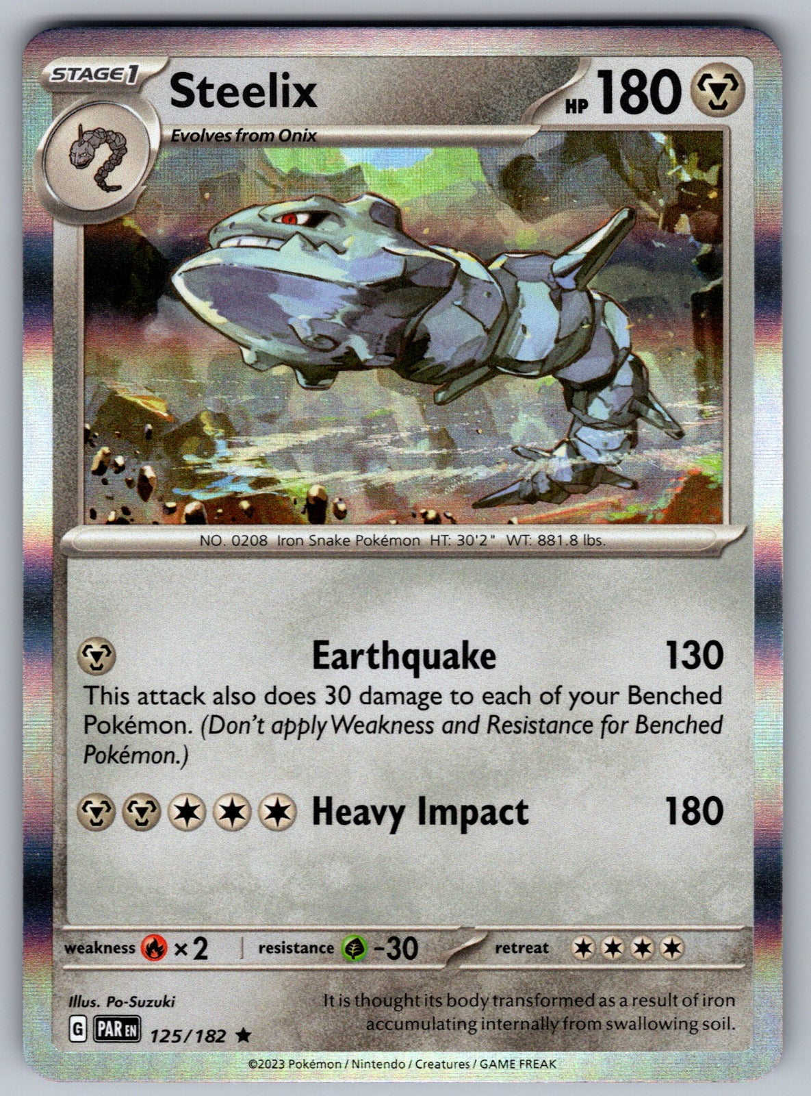 Steelix Holo Rare SV04: Paradox Rift 125/182 NM 2023