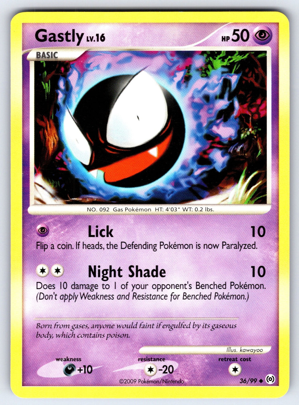 Gastly (36) Uncommon Arceus 36/99 LP 2009