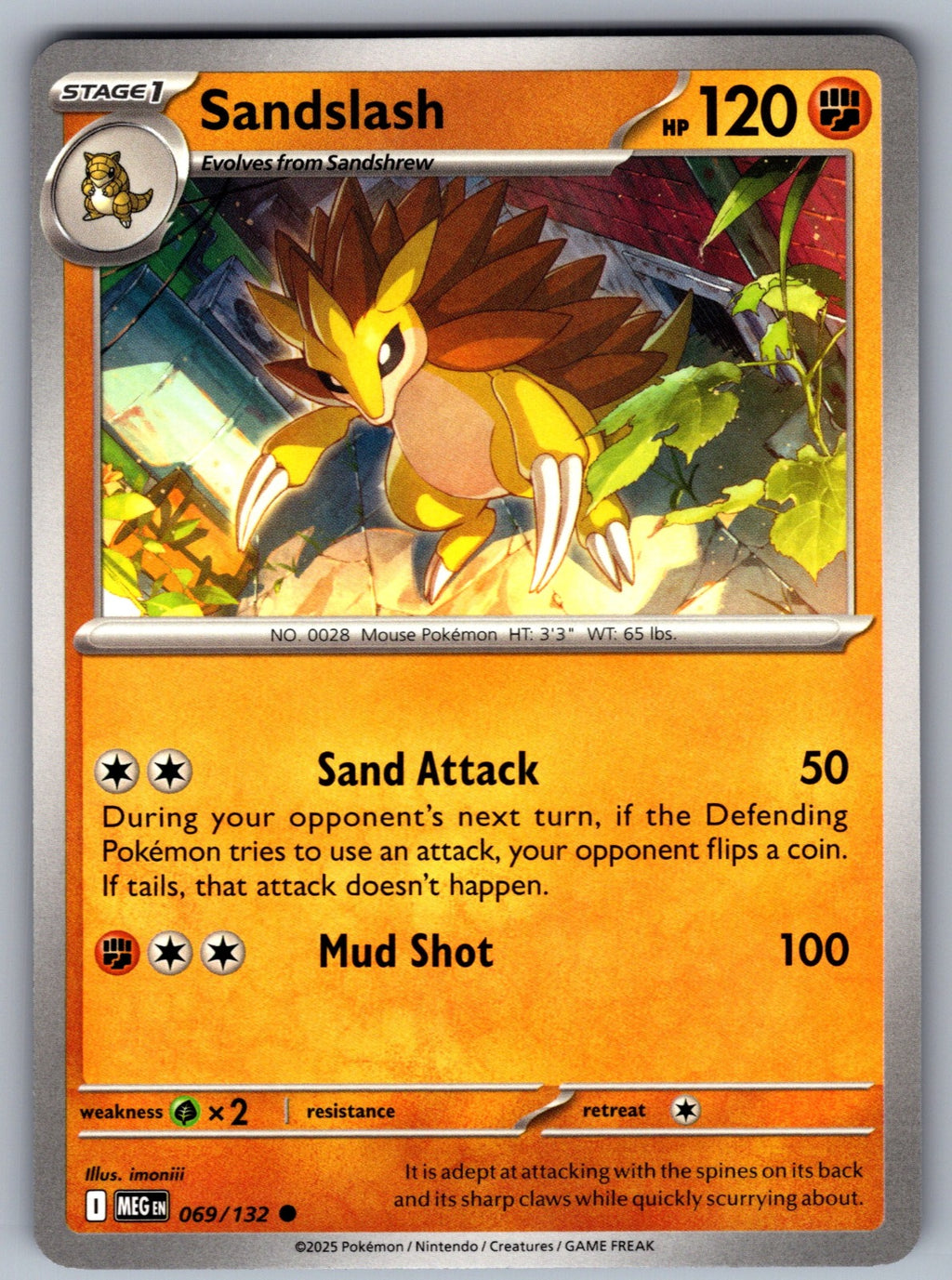 Sandslash Common ME01: Mega Evolution 069/132 NM 2025