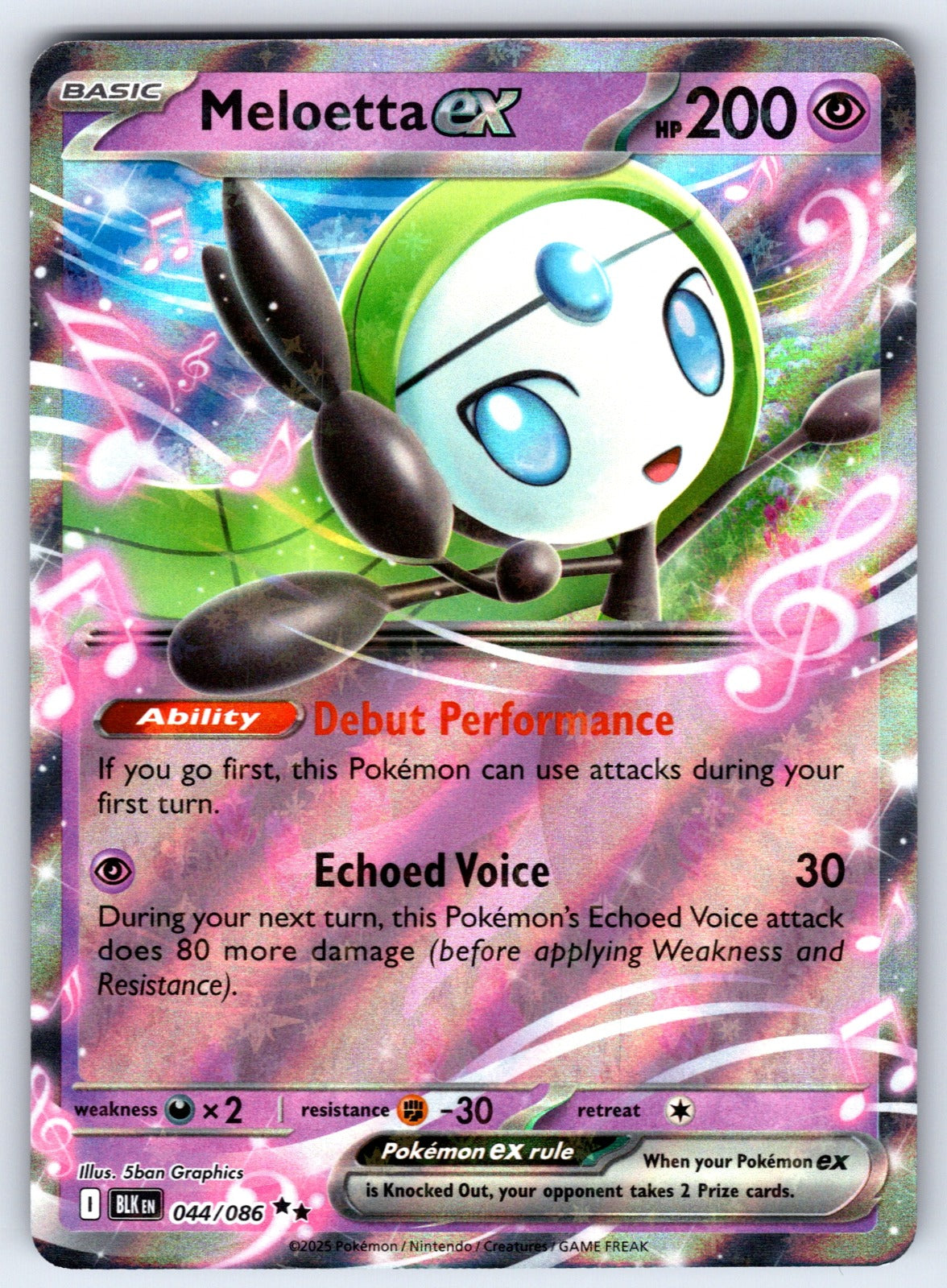 Meloetta ex Holo Double Rare SV: Black Bolt 044/086 NM 2025