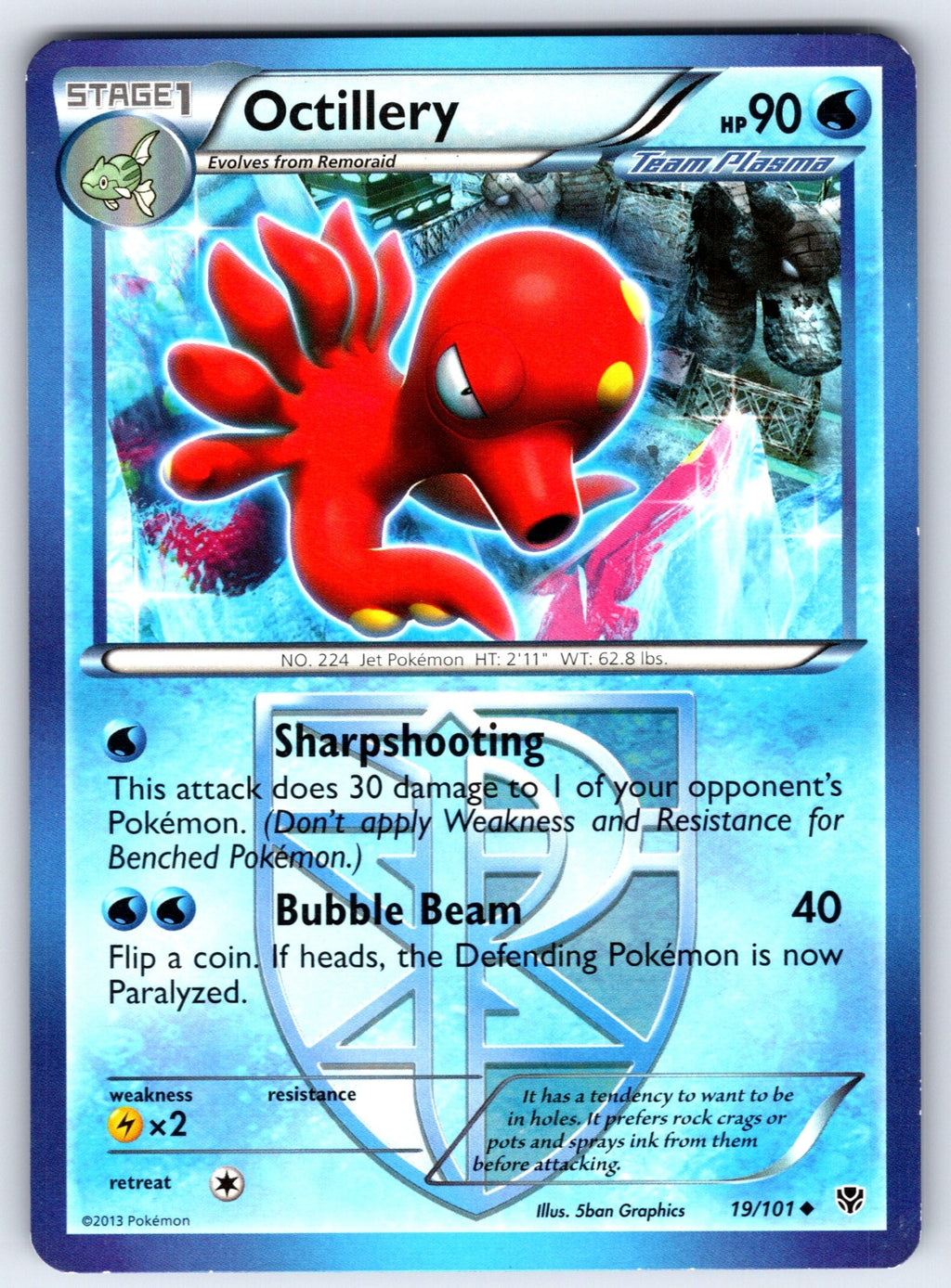 Octillery (Team Plasma) Uncommon Plasma Blast 19/101 LP 2013