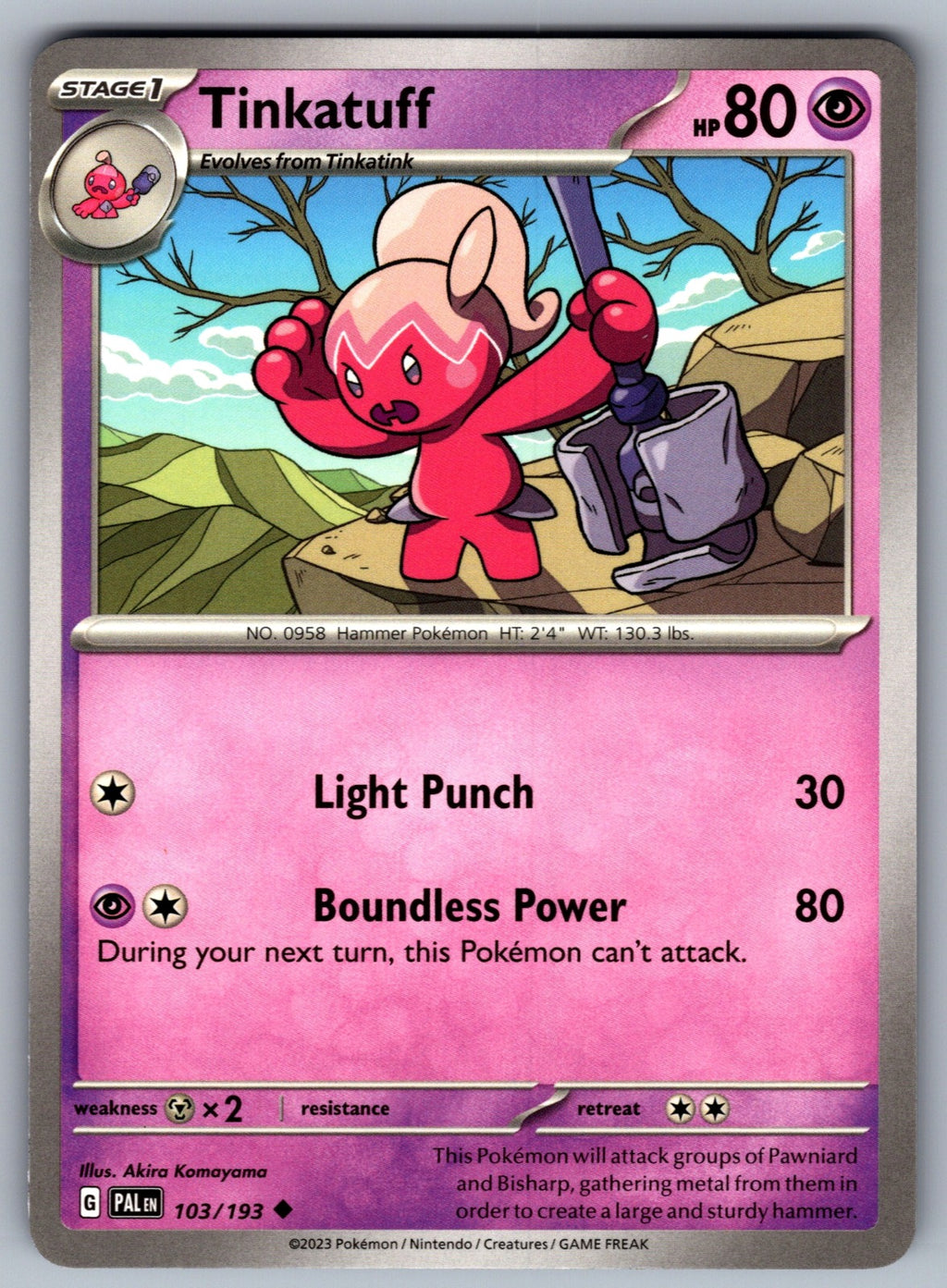 Tinkatuff Uncommon SV02: Paldea Evolved 103/193 NM 2023