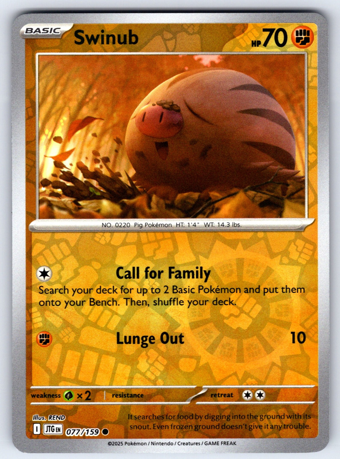 Swinub Reverse Holo Common SV09: Journey Together 077/159 NM 2025