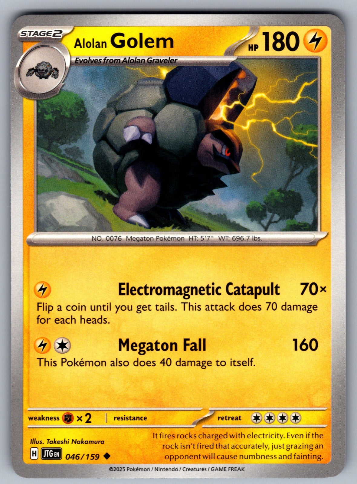 Alolan Golem Uncommon SV09: Journey Together 046/159 NM 2025