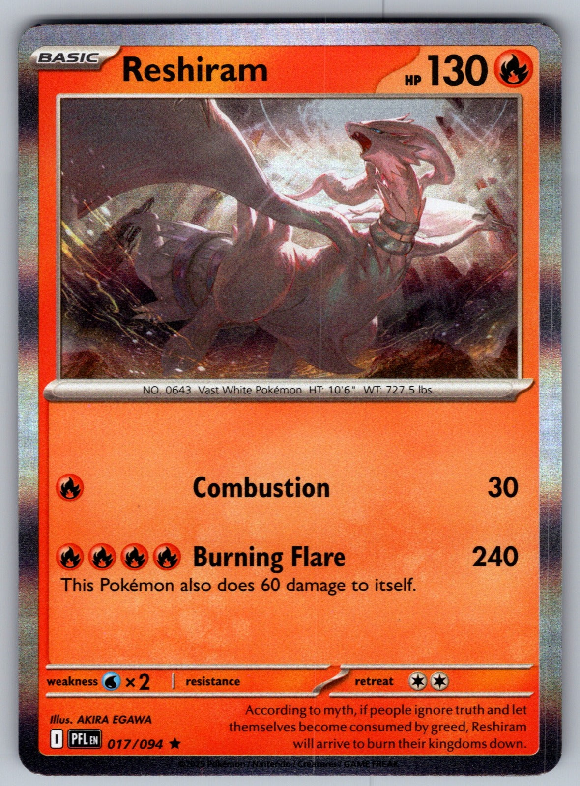 Reshiram Holo Rare ME02: Phantasmal Flames 017/094 NM 2025