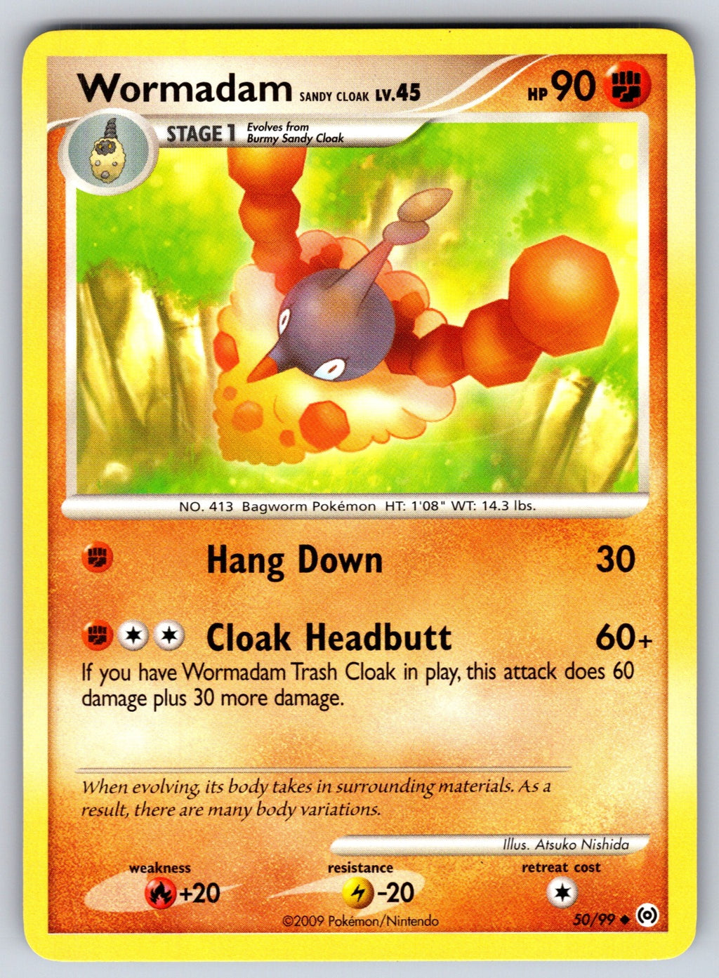 Wormadam Sandy Cloak Uncommon Arceus 50/99 LP 2009