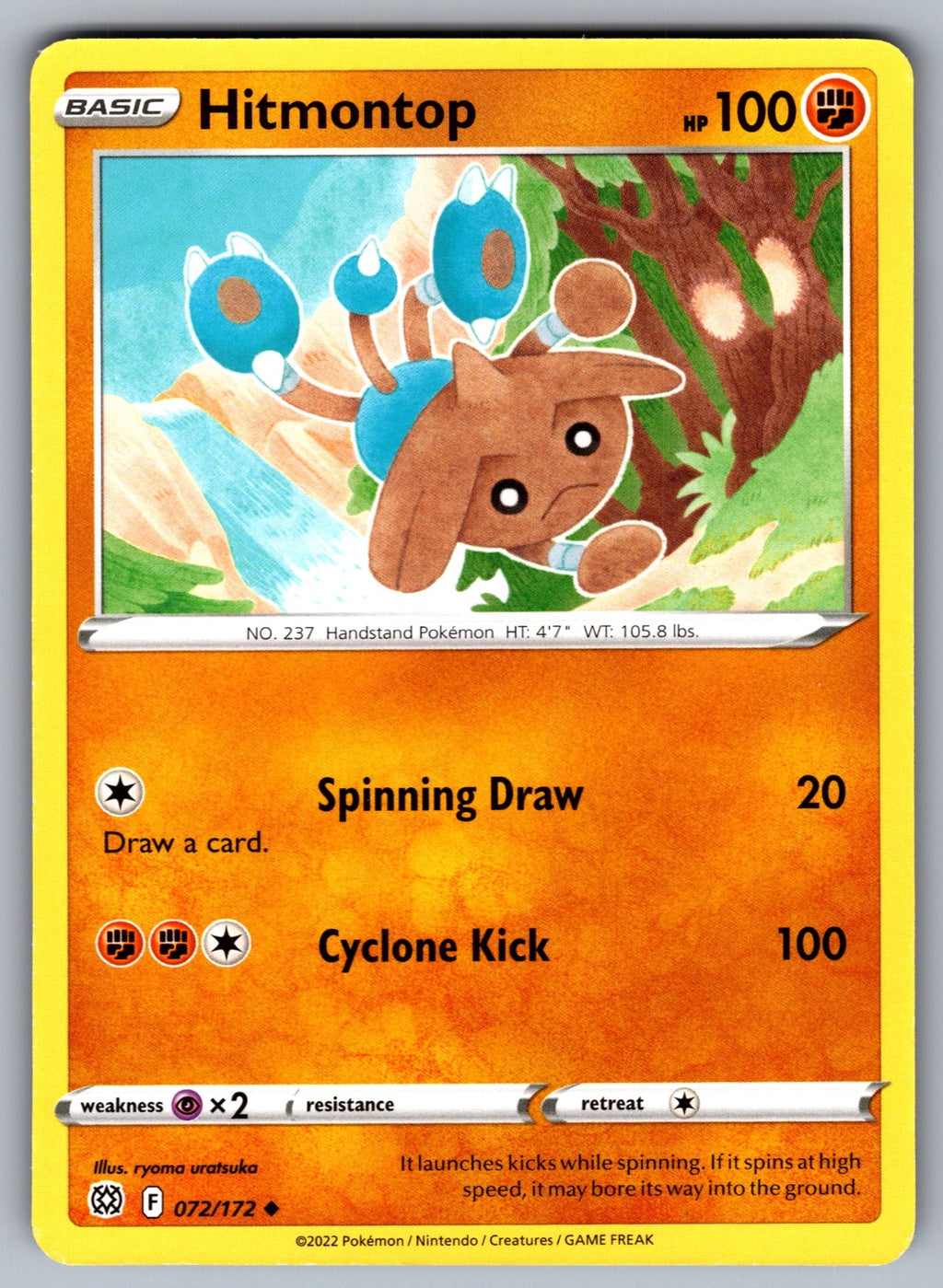 Hitmontop Uncommon SWSH09: Brilliant Stars 072/172 NM 2022