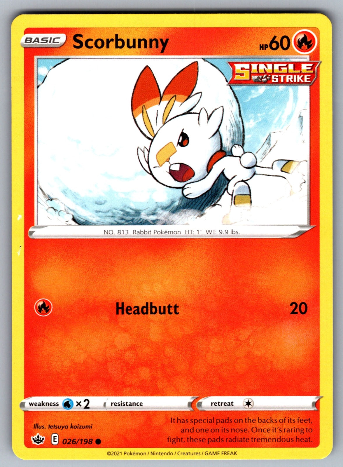 Scorbunny Common SWSH06: Chilling Reign 026/198 NM 2021