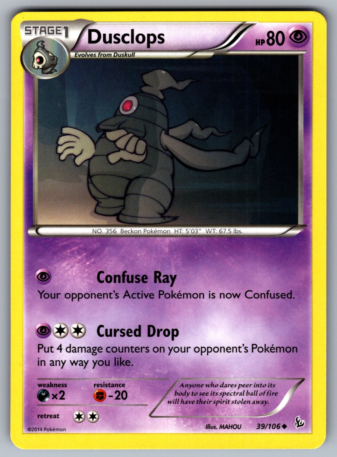 Dusclops Uncommon XY - Flashfire 39/106 LP 2014