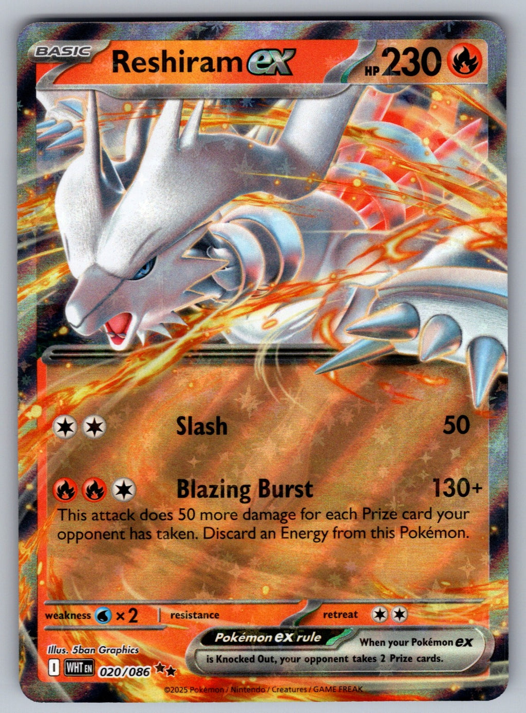 Reshiram ex Holo Double Rare SV: White Flare 020/086 NM 2025
