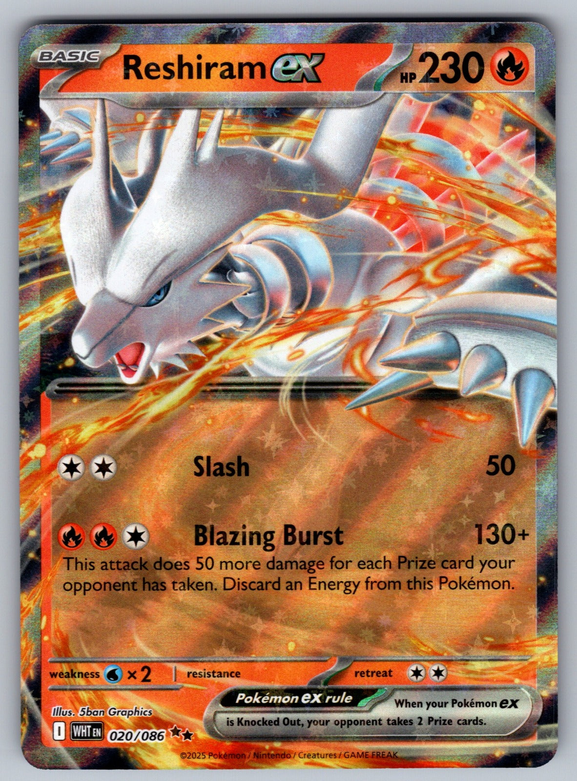 Reshiram ex Holo Double Rare SV: White Flare 020/086 NM 2025