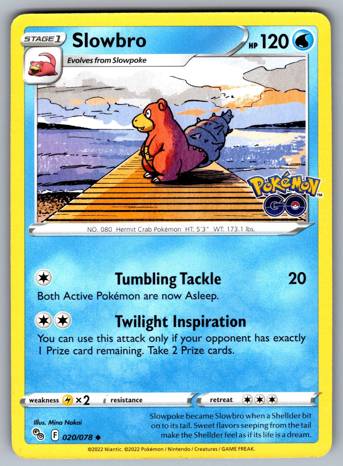 Slowbro Uncommon Pokemon GO 020/078 NM 2022