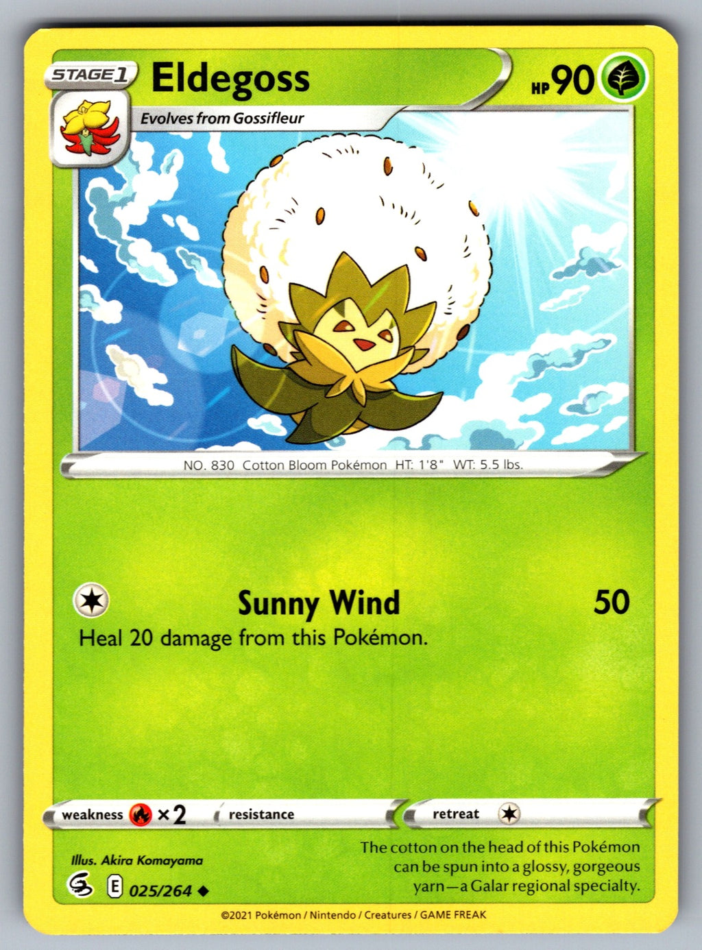 Eldegoss Uncommon SWSH08: Fusion Strike 025/264 NM 2021