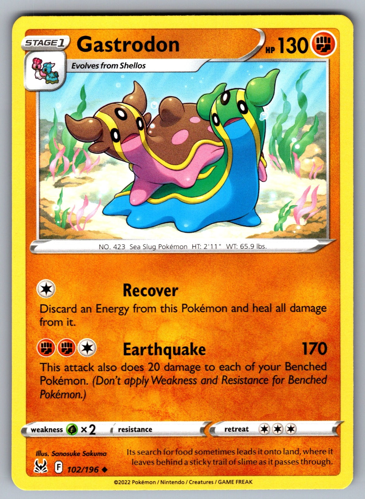 Gastrodon Uncommon SWSH11: Lost Origin 102/196 NM 2022