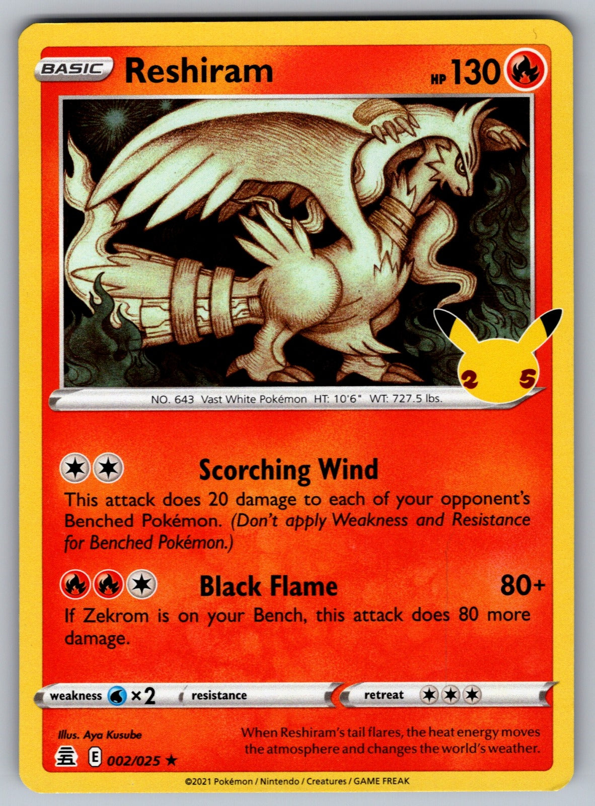 Reshiram Holo Rare Celebrations 002/025 NM 2021