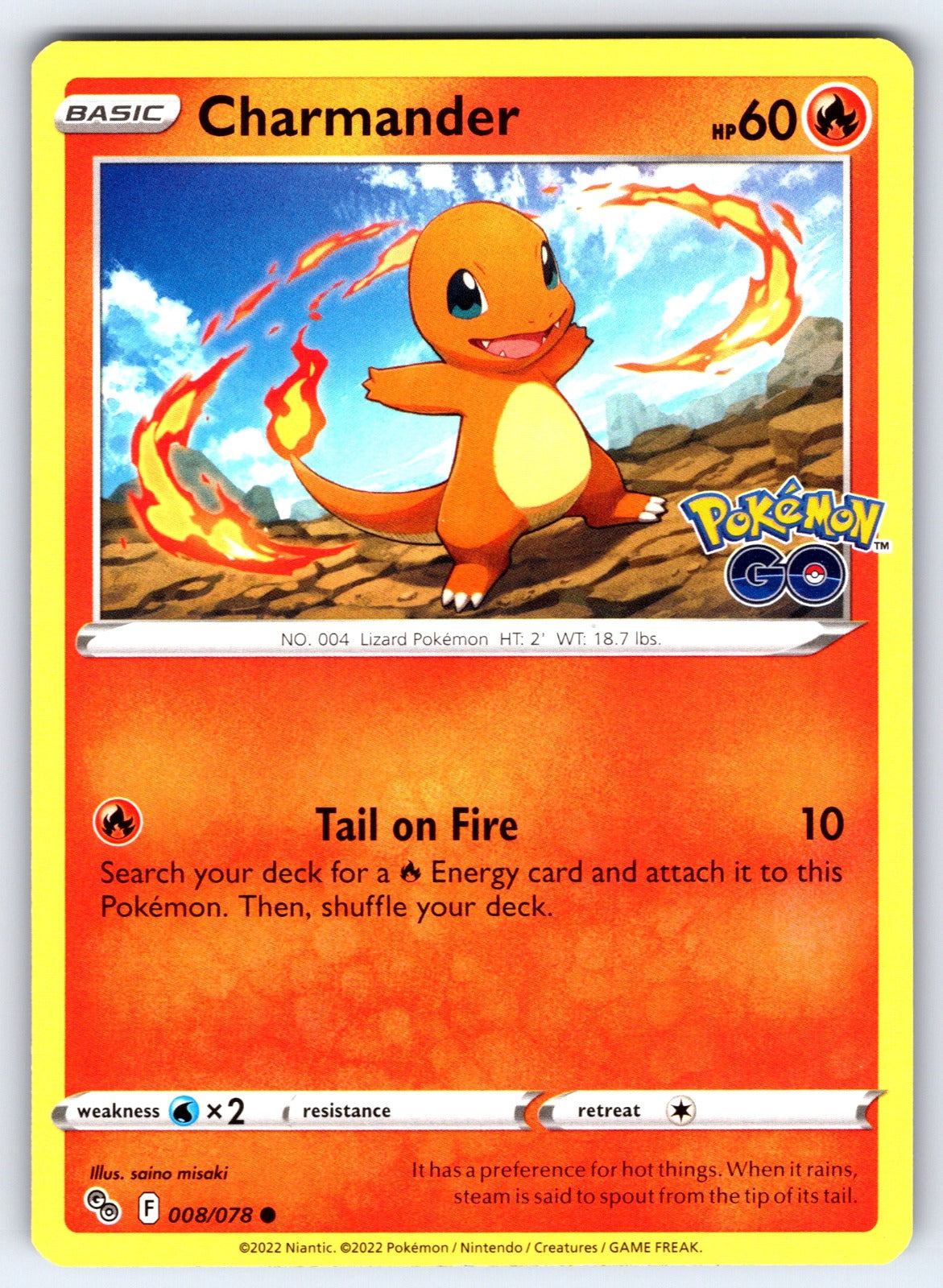 Charmander Common Pokemon GO 008/078 NM 2022