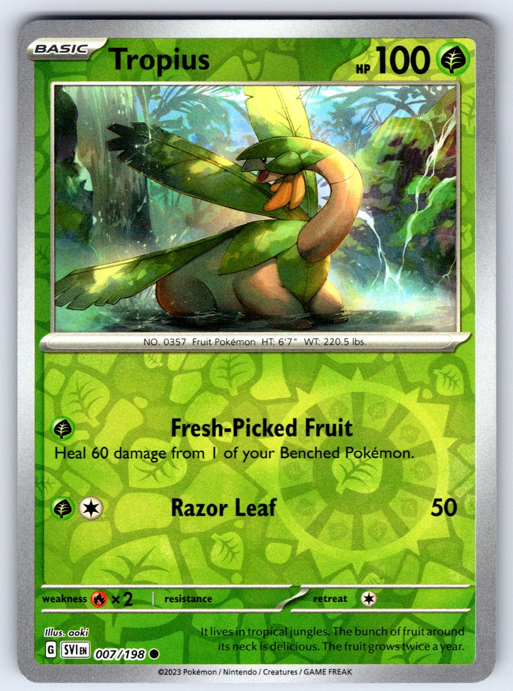 Tropius Reverse Holo Common SV01: Scarlet & Violet Base Set 007/198 NM 2023