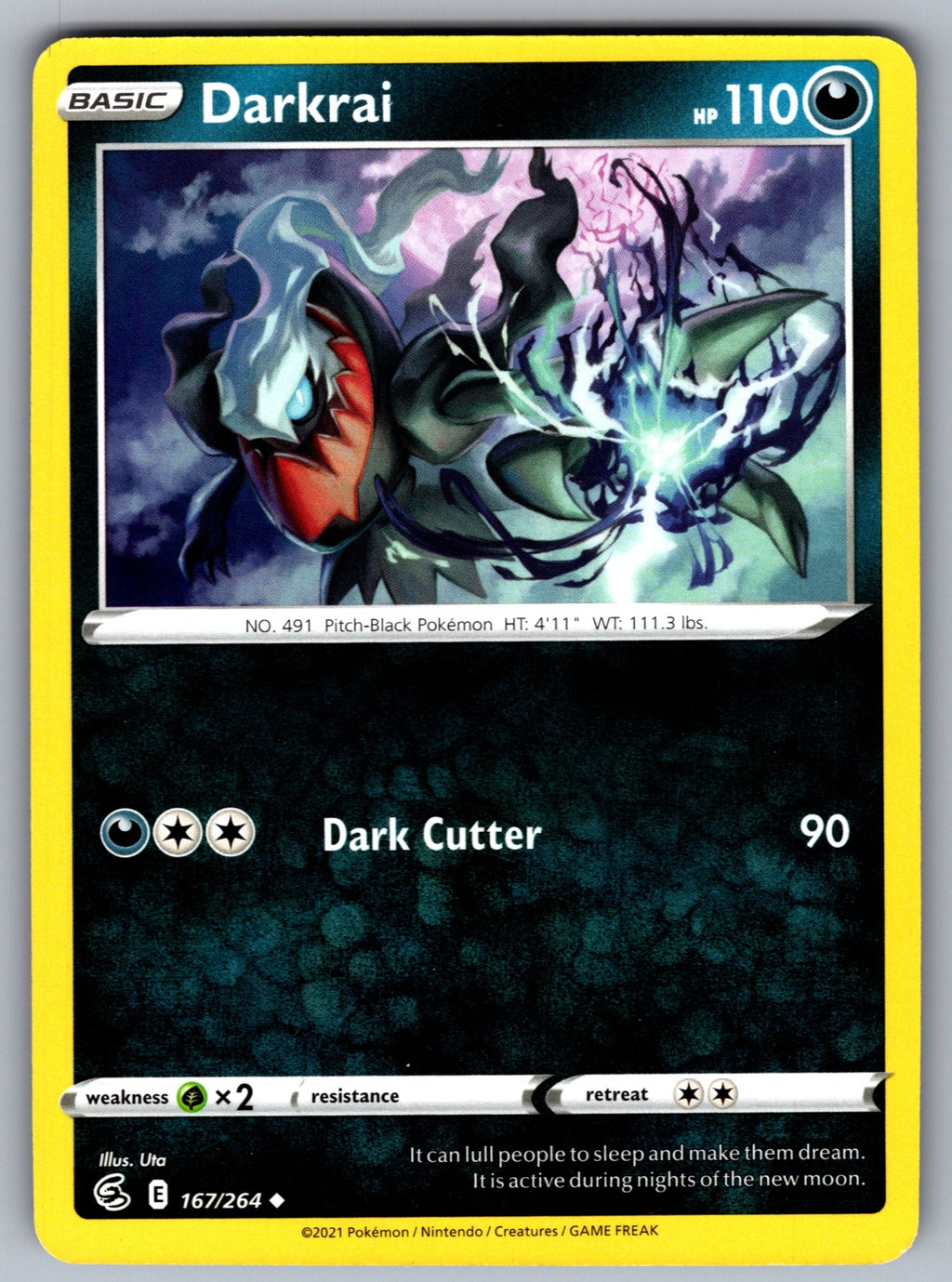 Darkrai Uncommon SWSH08: Fusion Strike 167/264 NM 2021