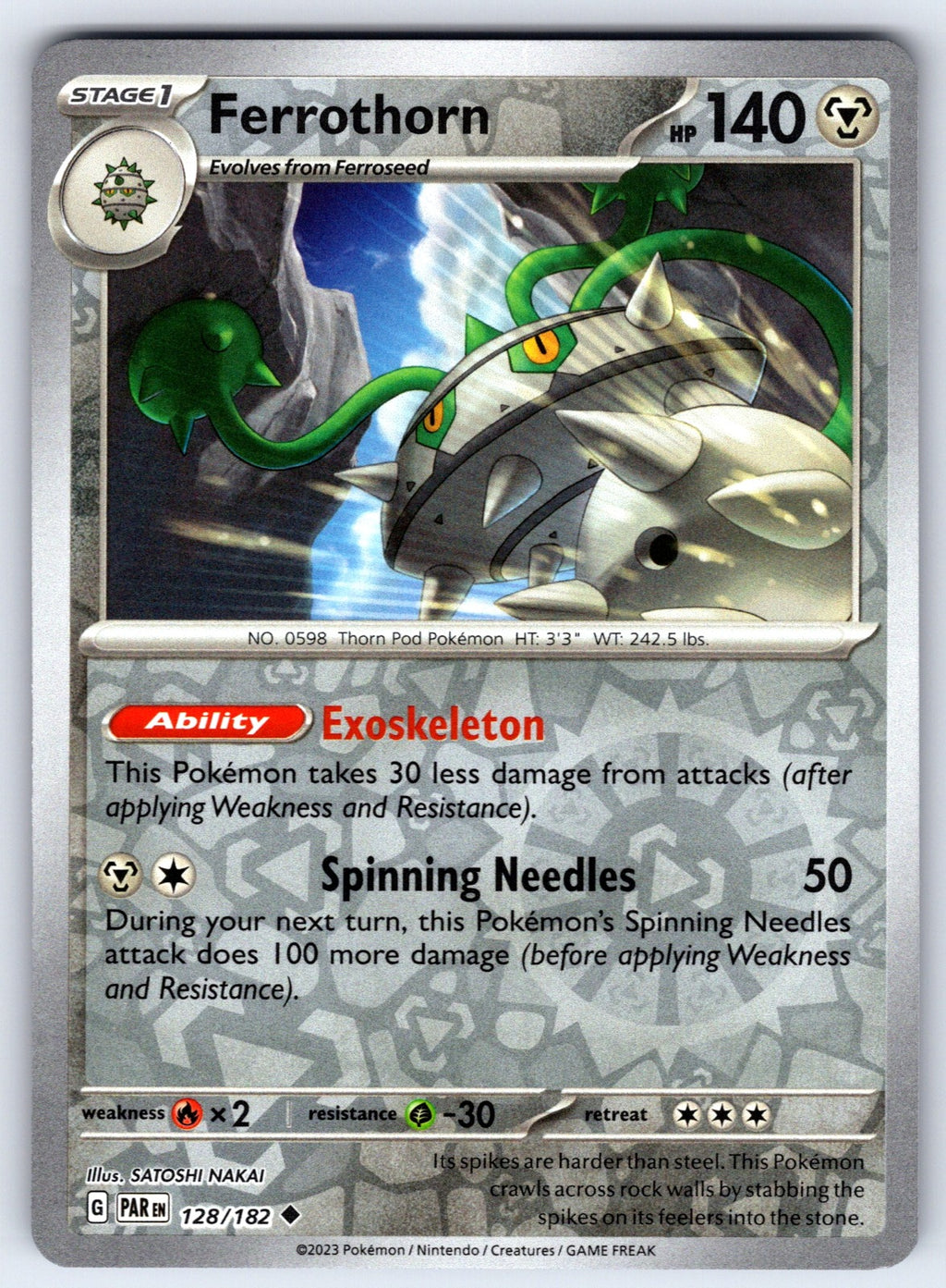 Ferrothorn Reverse Holo Uncommon SV04: Paradox Rift 128/182 NM 2023