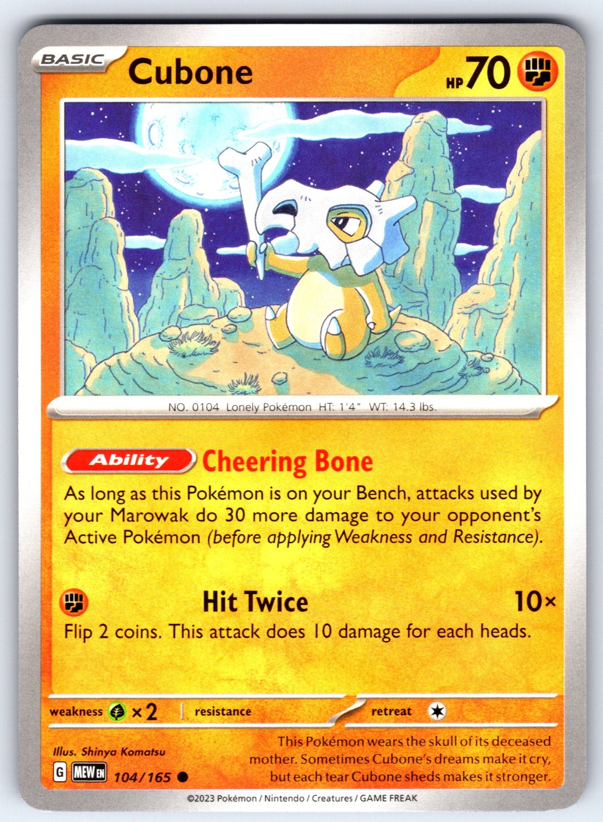 Cubone Common SV: Scarlet & Violet 151 104/165 NM 2023