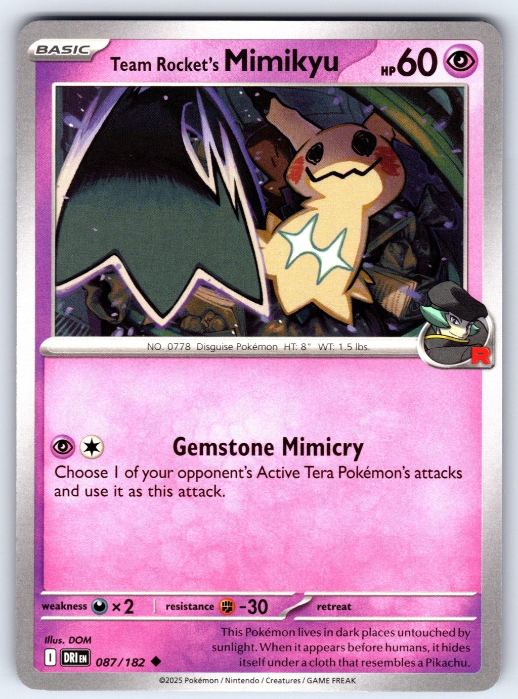 Team Rocket's Mimikyu Uncommon SV10: Destined Rivals 087/182 NM 2025