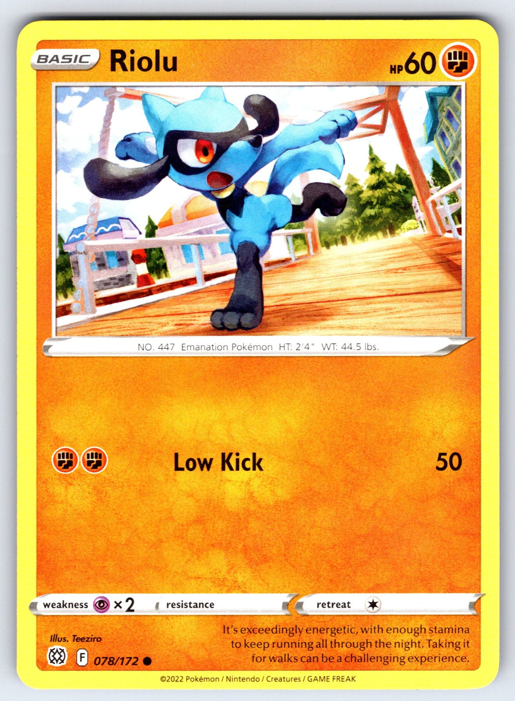 Riolu Common SWSH09: Brilliant Stars 078/172 NM 2022