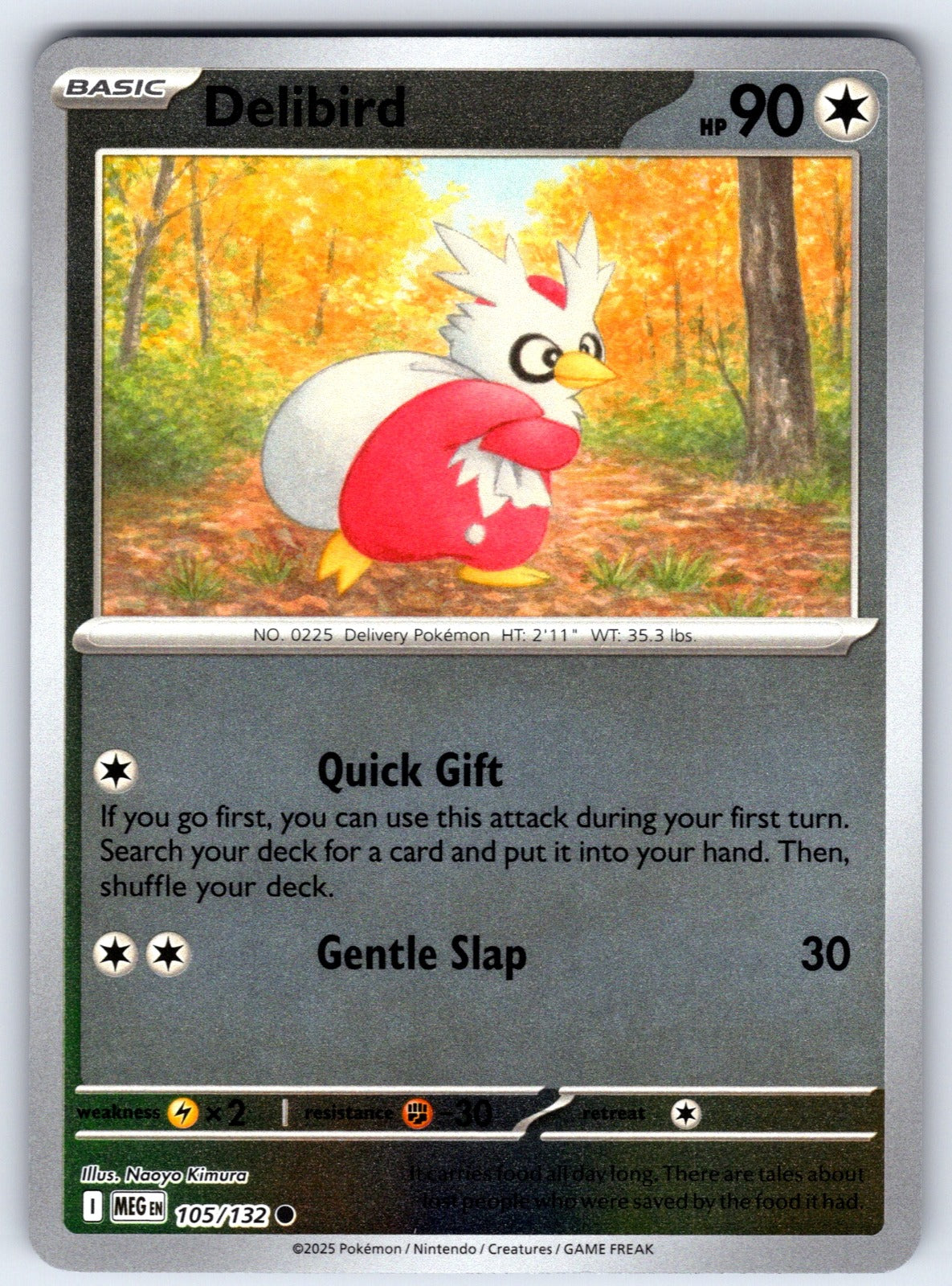 Delibird Reverse Holo Common ME01: Mega Evolution 105/132 NM 2025