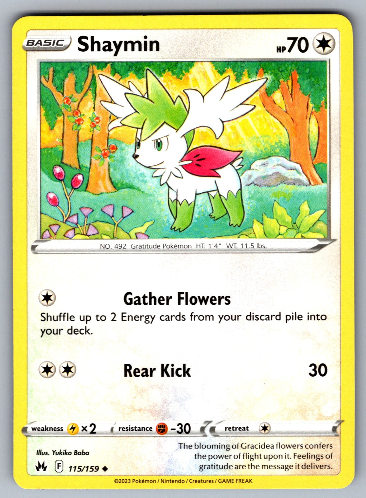 Shaymin Uncommon SWSH: Crown Zenith 115/159 NM 2023