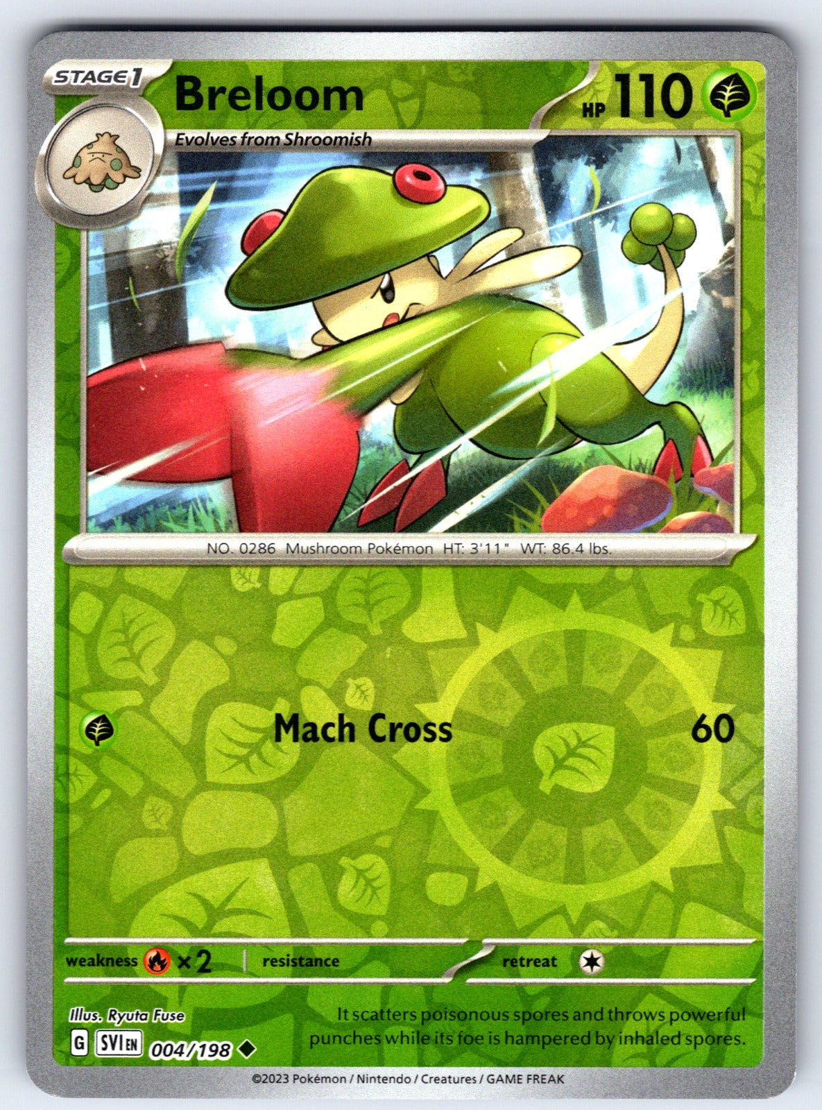Breloom Reverse Holo Uncommon SV01: Scarlet & Violet Base Set 004/198 NM 2023