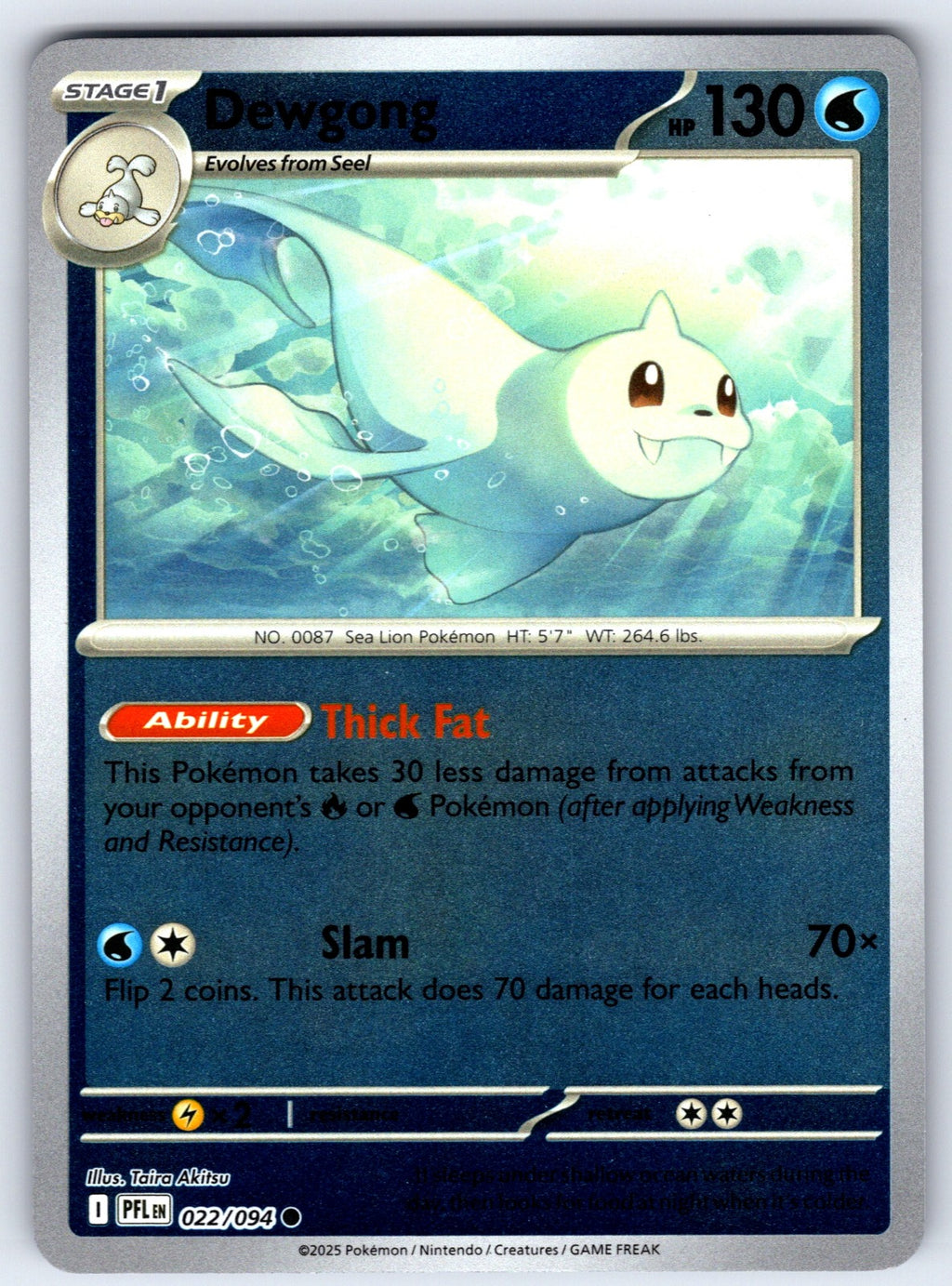 Dewgong - Reverse Holo Common ME02: Phantasmal Flames 022/094 NM 2025