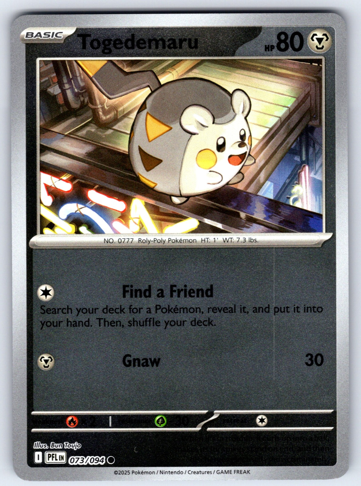 Togedemaru Reverse Holo Common ME02: Phantasmal Flames 073/094 NM 2025