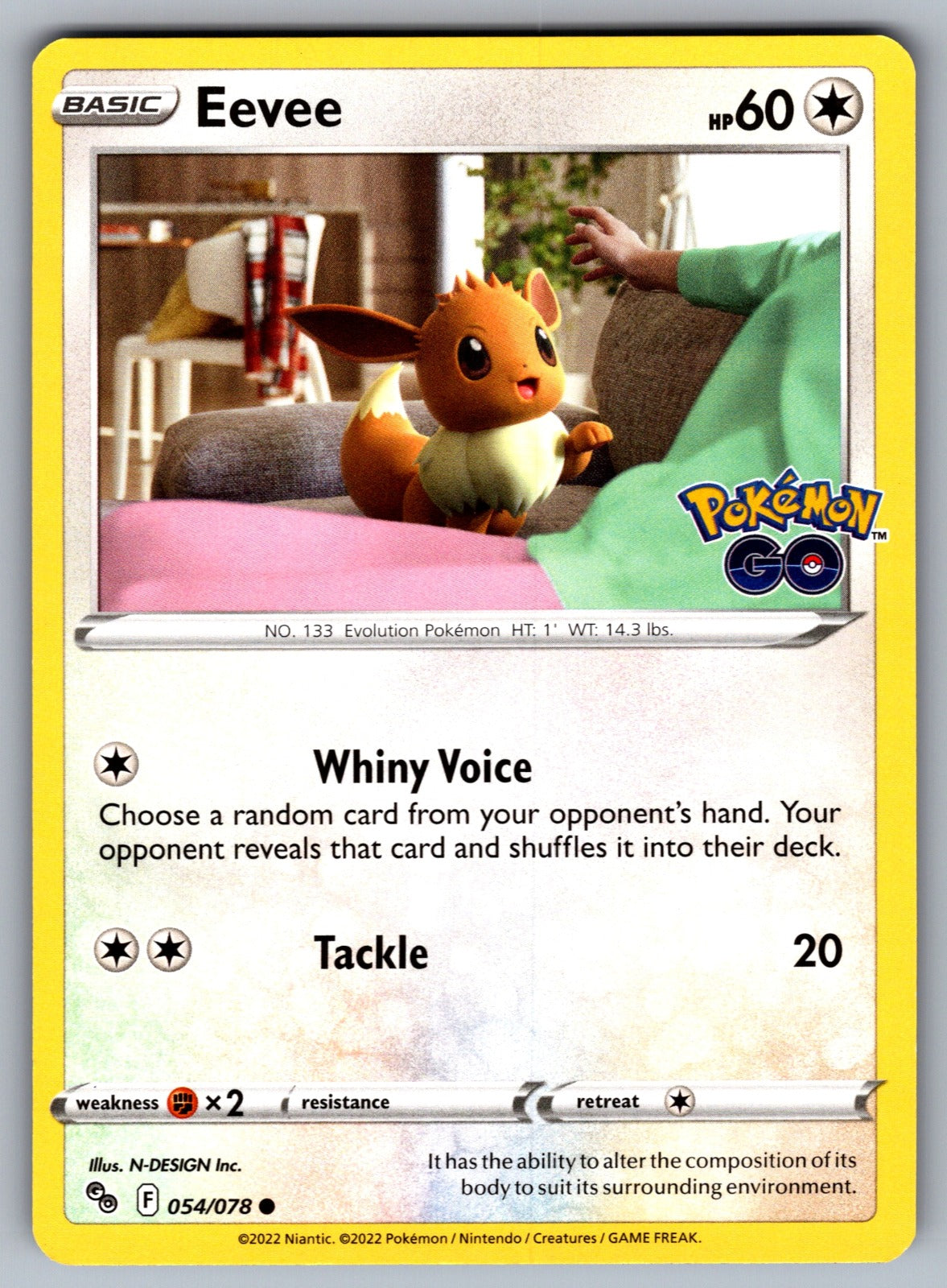 Eevee Common Pokemon GO 054/078 NM 2022