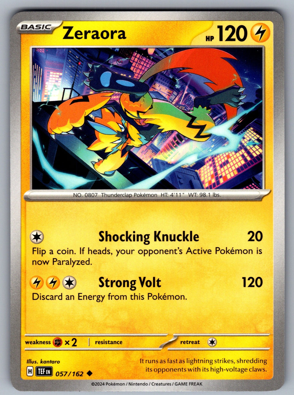 Zeraora Uncommon SV05: Temporal Forces 057/162 NM 2024