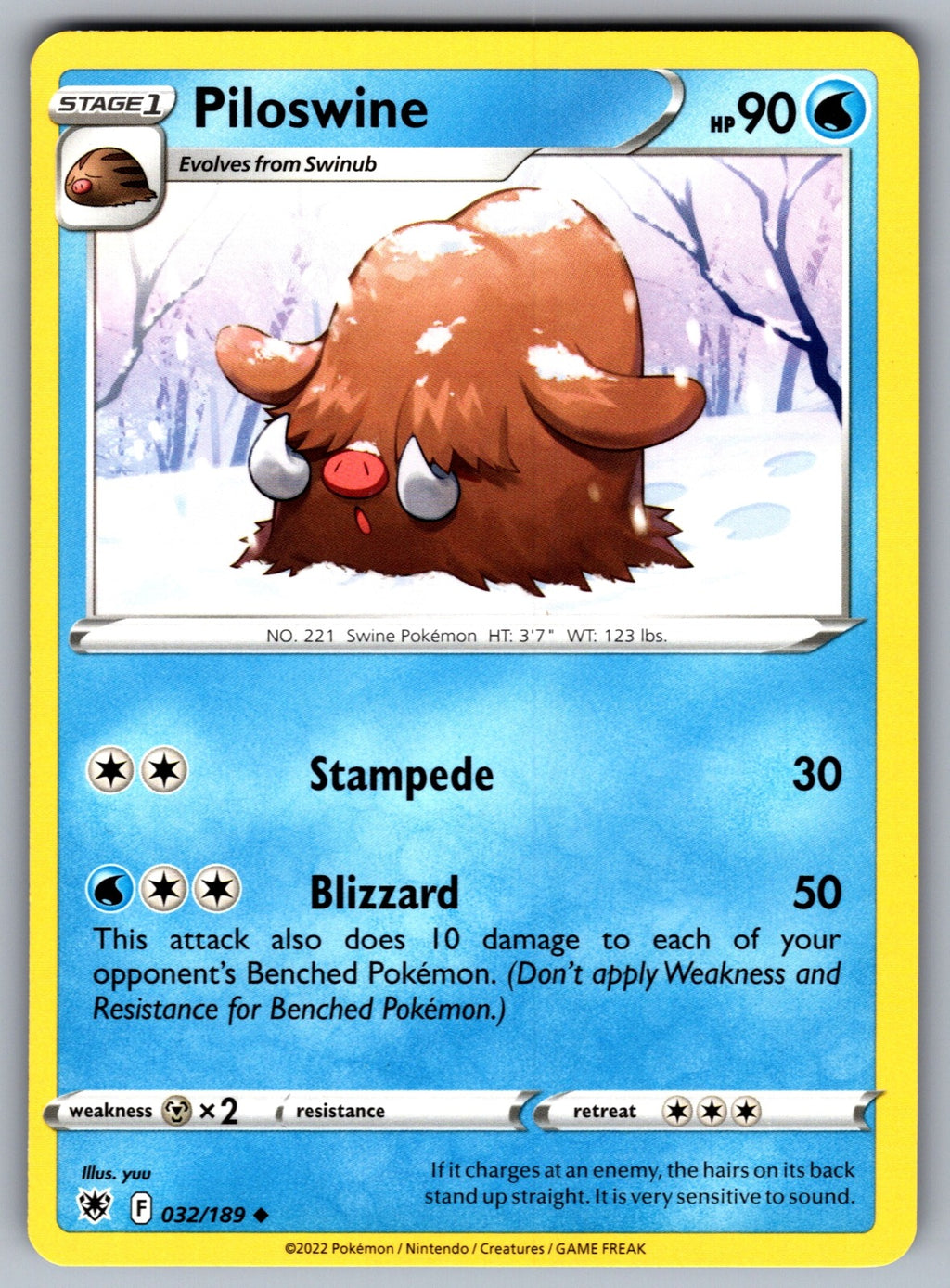 Piloswine Uncommon SWSH10: Astral Radiance 032/189 NM 2022