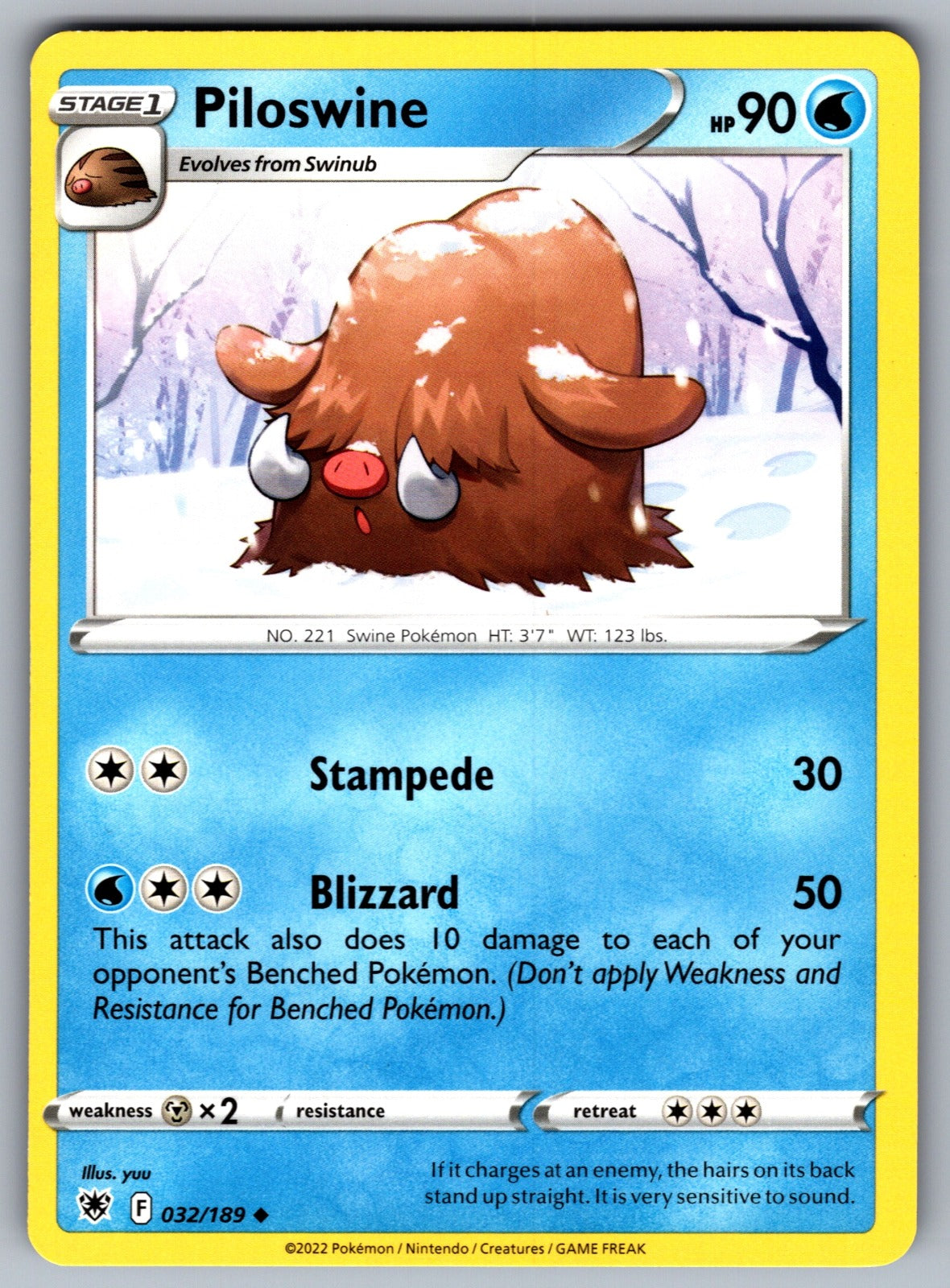 Piloswine Uncommon SWSH10: Astral Radiance 032/189 NM 2022