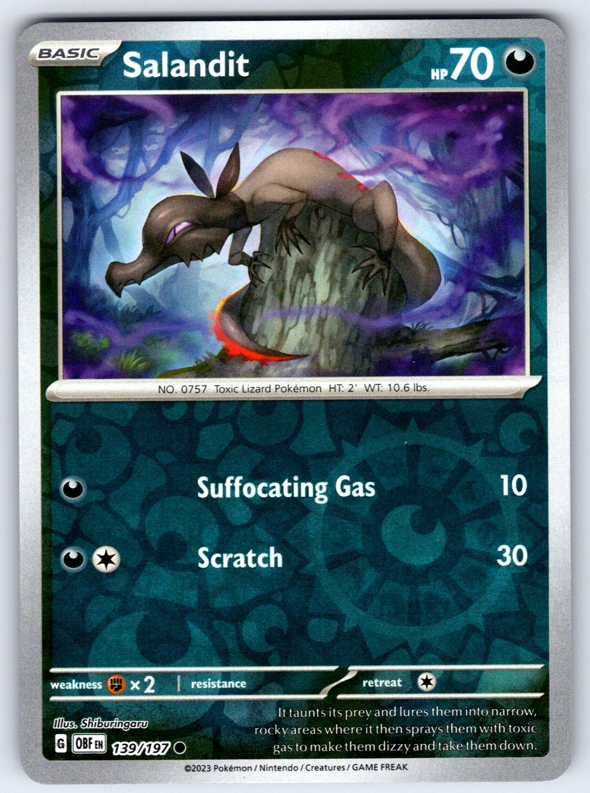 Salandit Reverse Holo Common SV03: Obsidian Flames 139/197 NM 2023